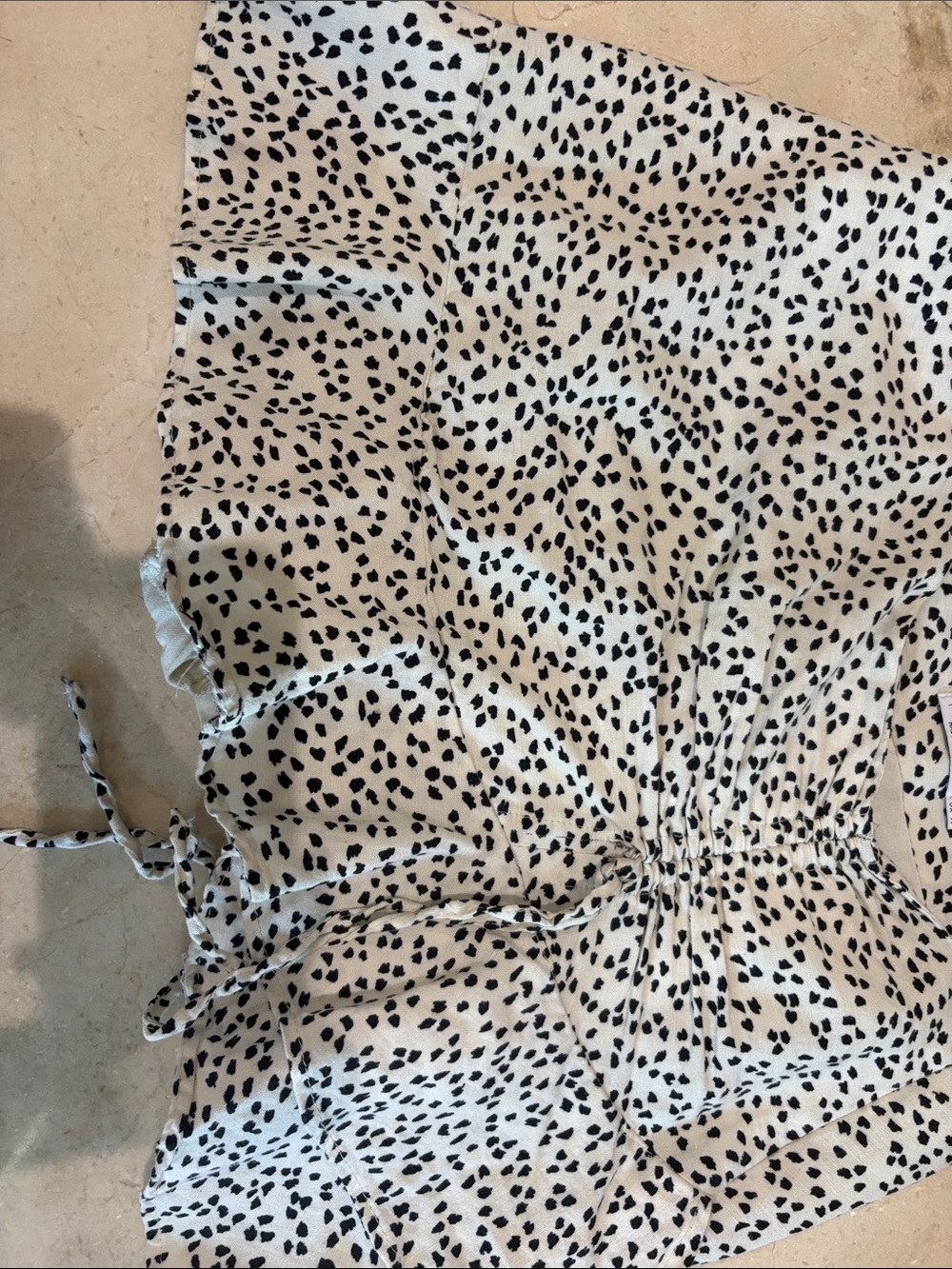 Stradivarius Cream and Black Spot Print Top
